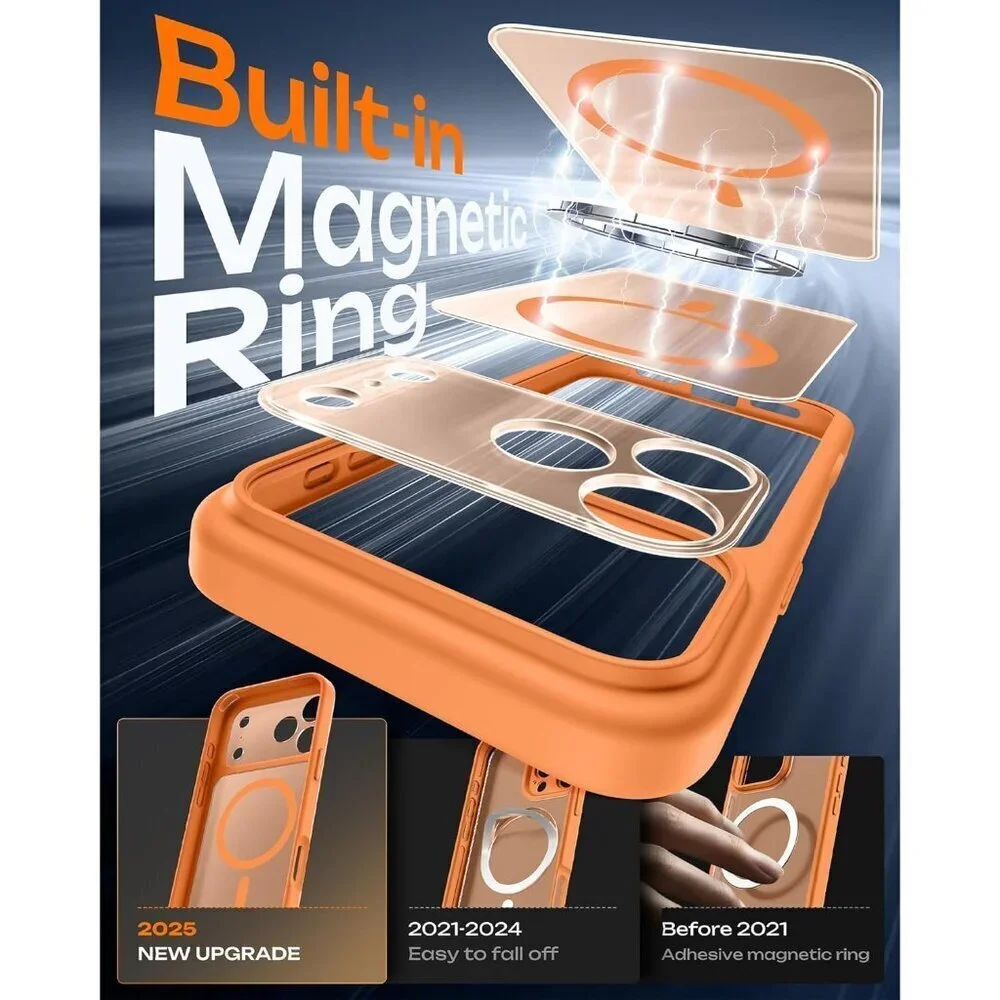 Orange Iphone 17 Pro Max Full Camera Protection Translucent Matte Phone Case